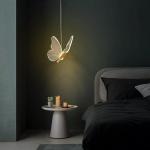 Vlinder LED hanglamp 3 kleuren, 6W klein nachtkastje kroonluchter met instelbare snoerlengte, creatieve interieurdecoratie verlichting voor slaapkamer, kinderkamer, woonkamer