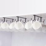 Bekerhouder onder de kast, koffiekopjeshouder met schroeven, 12 kopjeshaken onder het rek, drooghaak voor bar, voor het ophangen van kopjes, koffiekopjes, mokken, mokken, enz. zwar