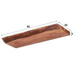Ringo-Living Massief houten zwevend rek, boomrand in natuurlijk donker, houten rek 60 cm breed, landhuis wandrek van acaciahout, eenvoudig wandrek van hout, natuurlijke houten plan