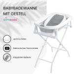 Opvouwbaar babybad - opvouwbaar babybad met badkussen (Milo grijs (zitting, thermometer), opvouwbare badkuip met standaard)