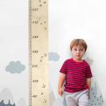 Houten meetlat voor kinderen, houten meetlatten, voor baby's, peuterkamer, maattabel en hoogtemeting voor de muur, kinderkamer, wanddecoratie en kamer, hangende wanddecoratie, inkl