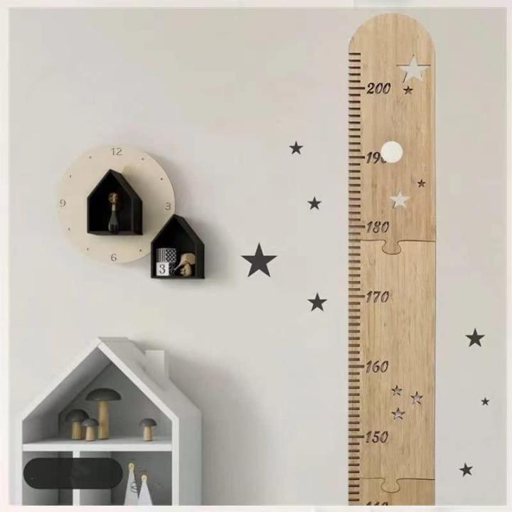 Houten meetlat voor kinderen, houten meetlatten, voor baby's, peuterkamer, maattabel en hoogtemeting voor de muur, kinderkamer, wanddecoratie en kamer, hangende wanddecoratie, inkl