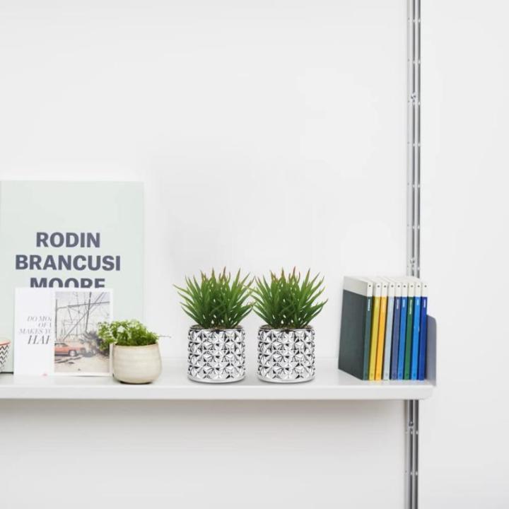 Set van 3 kunstvetplanten, decoratieve plant in zilveren glazen pot, decoratieve mini-vetplanten, kamerplant voor woonkamer, balkon, slaapkamer, badkamer, tafeldecoratie