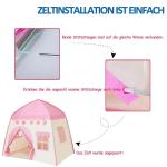 Speeltent voor kinderen, kindertent voor binnen, speeltent, 130 x 100 x 130 cm, grote kinderspeeltent, kinderhuis, speelhuis voor meisjes, prinses, binnen en buiten, speelgoed (roz