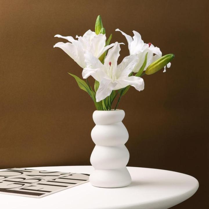 Vaas - Witte bloemen van keramiek voor woningdecoratie droogbloemen voor kamer decoratie als cadeau