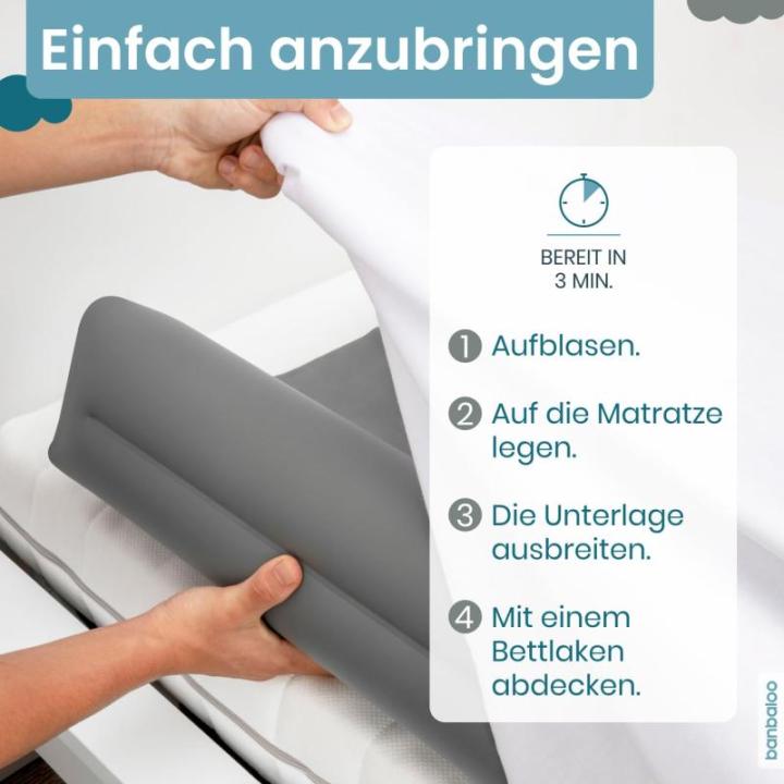 - Opblaasbare bedbumper voor kinderen - Kinderbescherming tegen vallen, opblaasbare reisbedrails, voor opvouwbare eenpersoons-, tweepersoons-, queensize-, kingsize- en Montessori-b