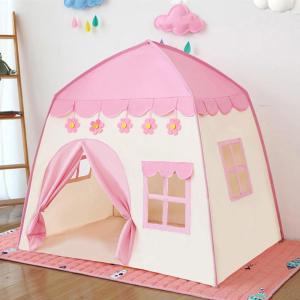 Speeltent voor kinderen, kindertent voor binnen, speeltent, 130 x 100 x 130 cm, grote kinderspeeltent, kinderhuis, speelhuis voor meisjes, prinses, binnen en buiten, speelgoed (roz