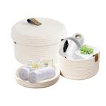 2 Stuks katoenen touwmand met deksel, Decoratieve geweven manden met deksel,Kastorganizer voor kantoor, badkamer, babykamer, 2 stuks,Opbergmanden met deksel, (Wit 30 x 17 cm/25 x 1