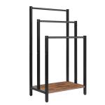 3-laags vrijstaand handdoekenrek, handdoekhouder metalen ladder handdoekhouder droogstandaard met 3 handdoekrails en opbergplank, badkameraccessoires organizer voor badopslag en handdoeken, washandjes, bruin