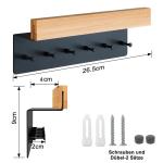 Sleutelrek hout met plank, sleutelhouder sleutelrek met 6 haken, wandsleutelbord voor entree, hal, keuken