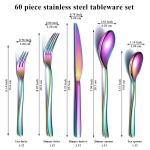 Bestekset 60 delig voor 12 personen, Titanium regenboog beplating Bestekset inclusief dinermessen, dinerscheppen, dinervorken, theelepels, dessertvorkjes