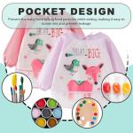 Babyslabbetje om te ontwenen, slabbetje met mouwen, 2 verpakkingen babyschort voor baby's van 2 tot 4 jaar, vlek- en geurwerend, blauw en groen, Roze en paars hert