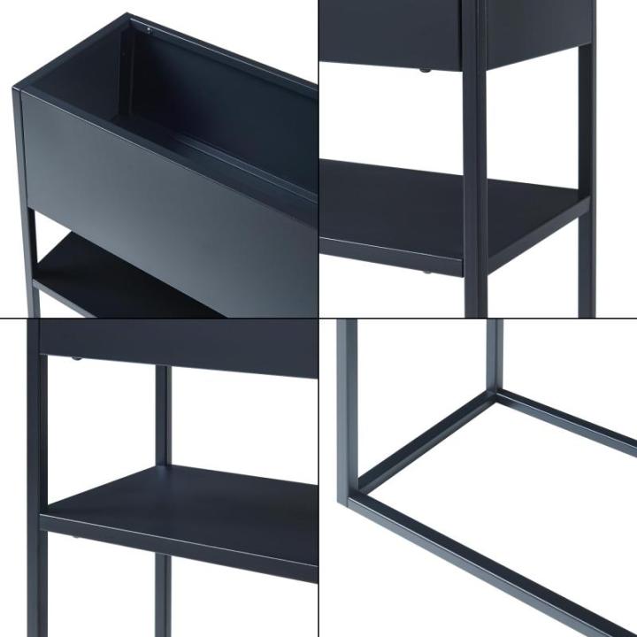 Plantenstandaard Joensuu bloemenstandaard met plank verhoogde plantenbak kruidenbed bloembak van staal 80x80x25 cm zwart