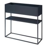 Plantenstandaard Joensuu bloemenstandaard met plank verhoogde plantenbak kruidenbed bloembak van staal 80x80x25 cm zwart