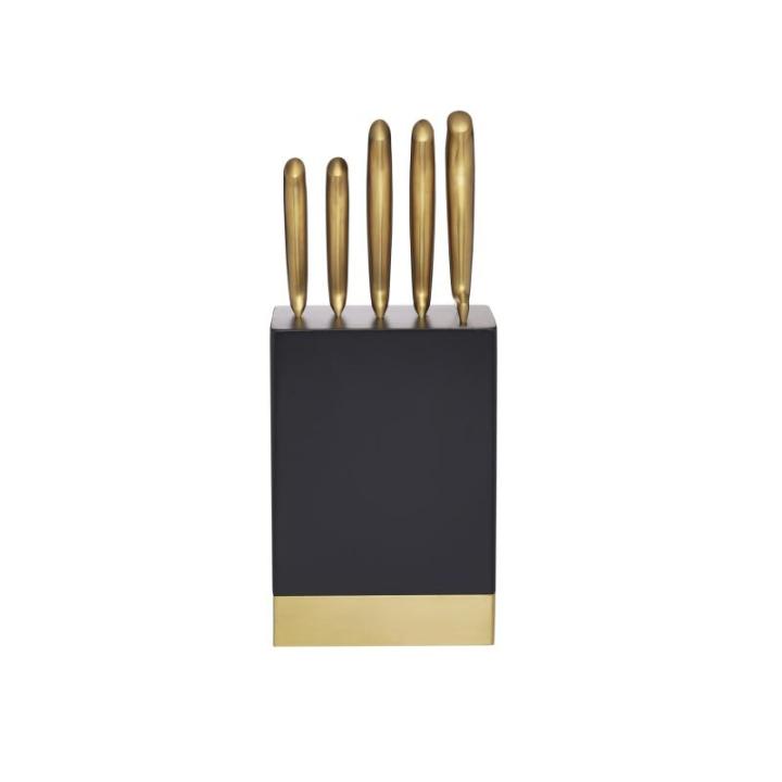KitchenCraft MasterClass 5-Delige Messenset en Messenblok, Roestvrij Staal, 15,5 x 9,5 x 22 Centimeter, Zwart, MCKNBCOP