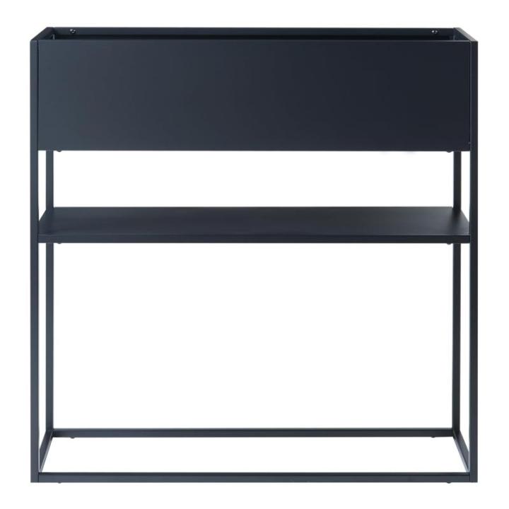 Plantenstandaard Joensuu bloemenstandaard met plank verhoogde plantenbak kruidenbed bloembak van staal 80x80x25 cm zwart
