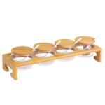 Rekje met jam, 1 standaard + 4 potjes/deksels/lepels, breedte: 38,5 cm, bamboe/glas/keramiek, Tapas + Friends, lichtbruin/wit, 69902260