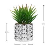 Set van 3 kunstvetplanten, decoratieve plant in zilveren glazen pot, decoratieve mini-vetplanten, kamerplant voor woonkamer, balkon, slaapkamer, badkamer, tafeldecoratie
