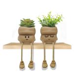 Mini-planten, vetplanten, kunstplant, klein met schattige smiley-pot, voor badkamer, keuken, hal, vensterbank, nachtkastje, decoratie