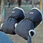 Kunstschaapsvacht Handschoenen voor Wandelwagen, Fleece Kinderwagen Hand Muff, Warm Kinderwagen Handwarmer, Winter Winddicht Wasserdicht Extra Dik Handschoen Kinderwagen, Zwart