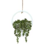 Opknoping Plant Kunstmatige Vetplanten Nep Koord van Parels Planten 30 cm in Houten Pot voor Indoor Outdoor Muur Decor (1 ST)