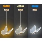 Vlinder LED hanglamp 3 kleuren, 6W klein nachtkastje kroonluchter met instelbare snoerlengte, creatieve interieurdecoratie verlichting voor slaapkamer, kinderkamer, woonkamer