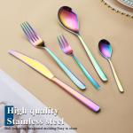 Bestekset 60 delig voor 12 personen, Titanium regenboog beplating Bestekset inclusief dinermessen, dinerscheppen, dinervorken, theelepels, dessertvorkjes