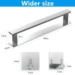LIASDIVA Handdoekhouder zonder Boren met 2 Handdoekhaken, Roestvrijstalen Handdoekhouder Muur, 40cm Gastendoekhouder voor Badkamer (zilver)