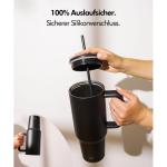 Thermobeker met rietje en handvat, 24 uur ijskoud, 1200 ml, roestvrij staal, isolatiebeker met handvat, drinkbeker met deksel en rietje, moderne tuimelbeker om mee te nemen, met ri