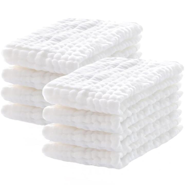 Stofluiers spuugdoeken, stoffen luiers 27 x 50 cm, 6 lagen, absorberend, washandjes, 100% katoen, vouwluiers voor baby's, kookvast, premium kwaliteit, wit, 8 stuks