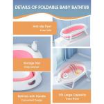 Babybadkuip, opvouwbaar, ruimtebesparend, babybad met babybadkussen, antislip, veilig voor baby en nieuwe moeder, babykuip met 30 liter volume, roze, babykuip met standaard