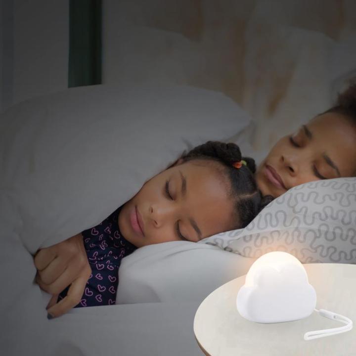 Nachtlampje, Cloud Nursing Dimbaar, Slaaplicht met Warm en Wit Snooze Lights, Oplaadbare, LED Lamp, Draagbare Camping Verlichting, Verjaardagscadeau, Wit+Roze+Blauw