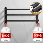 Bozvloh Handdoekhouder zonder boren voor badkamer, zwart, 60 cm, 3-delige aluminium handdoekstang, gastendoekhouder, wand, zelfklevend, voor badkamer, keuken, toilet