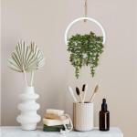 Opknoping Plant Kunstmatige Vetplanten Nep Koord van Parels Planten 30 cm in Houten Pot voor Indoor Outdoor Muur Decor (1 ST)