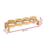 Rekje met jam, 1 standaard + 4 potjes/deksels/lepels, breedte: 38,5 cm, bamboe/glas/keramiek, Tapas + Friends, lichtbruin/wit, 69902260