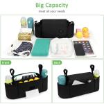 Kinderwagen Organizer, Kinderwagen Caddy Kinderwagen Tas Buggy Organizer met geïsoleerde bekerhouders, Schouderriem, Grote opbergruimte Tas Draagbare opslag Stevige bevestiging 3 
