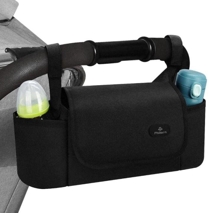 Kinderwagen Organizer, Kinderwagen Caddy Kinderwagen Tas Buggy Organizer met geïsoleerde bekerhouders, Schouderriem, Grote opbergruimte Tas Draagbare opslag Stevige bevestiging 3 