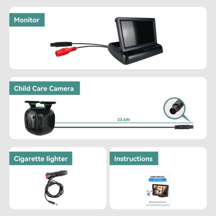 Autocamera voor baby's, 1080p, met nachtzicht, voor de achterbank naar achteren gerichte achterbank, eenvoudige installatie