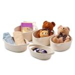 Set van 5 katoenen met handgrepen, zachte geweven ronde decoratieve organizers, ideaal voor kinderkamer, badkamer, slaapkamer - 5 maten, natuurlijk wit