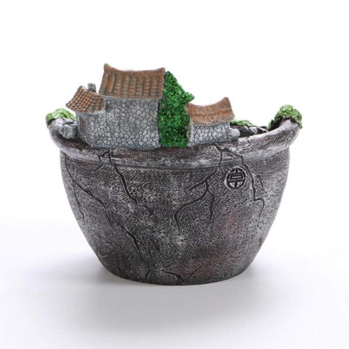 Vetplantenpotten van hars, creatieve micro-landschaps-plantenpot, kunstmini-huis, bloempot, plantenbak, tuindecoratie