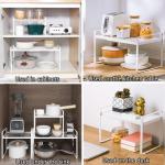 Keukenkast organizer, plank insert met anti-slip mat, keukenkastinzet, voor keuken/badkamer/tafelblad/dressoir (Wht)