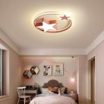 Led-plafondlamp voor kinderen, sterlamp voor jongens en meisjes, dimbaar, met afstandsbediening, plafondverlichting, woonkamer, kinderkamer, eetkamer, decoratieve plafondspot, roze