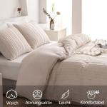 Beige beddengoed, 135 x 200 cm, boho, getuft, gestreept, strepen, omkeerbaar beddengoedset, meisjes, bohemian, microvezel, dekbedovertrek met ritssluiting en kussensloop 80 x 80 cm