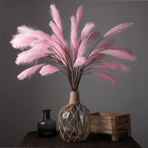 EasyLife 100 cm, 10 stuks en per set, roze kunstrietbloemen met grastakken, decoratie voor bruiloftsdecoratie binnen en buiten, keuken, kantoor, café, wooncultuur
