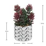 Set van 3 kunstvetplanten, decoratieve plant in zilveren glazen pot, decoratieve mini-vetplanten, kamerplant voor woonkamer, balkon, slaapkamer, badkamer, tafeldecoratie