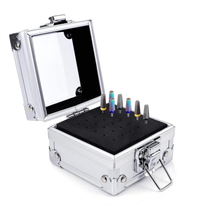 Nail Boor Houder, 25 Gaten Nail Salon Organisatoren Manicure Gereedschap Nail Polijsten Hoofden Opbergdoos voor Nail Boor, Draagbare en Duurzame Nail Boor Case