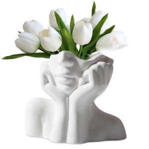 Hoofd Gezicht Vaas Bloemenvaas Keramische Vaas Wit