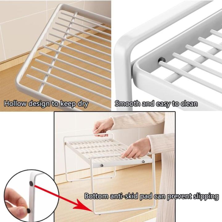 Keukenkast organizer, plank insert met anti-slip mat, keukenkastinzet, voor keuken/badkamer/tafelblad/dressoir (Wht)