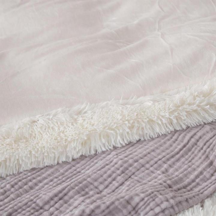 Pluche beddengoedset, 135 x 200 cm, flanel, wollig, dekbedovertrekset voor bed, shaggy en pluche, zachte dekbedovertrekken en 1 kussensloop 80 x 80 cm (wit)