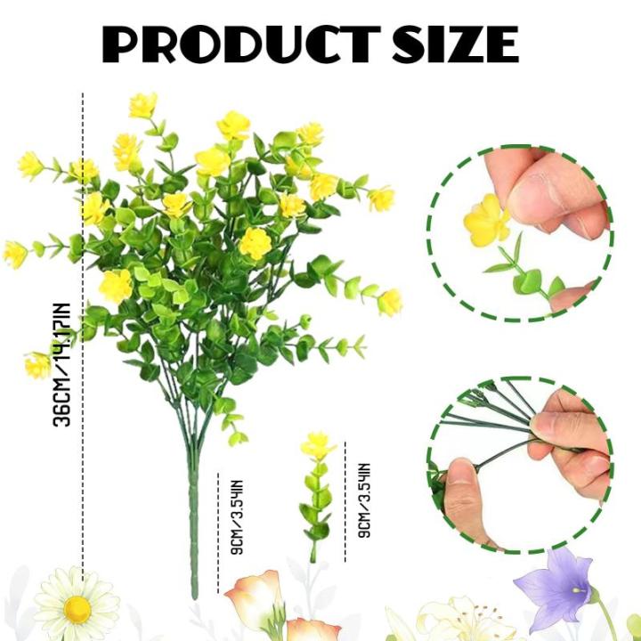 7 bundels uv-bestendige bloemen kunstplanten outdoor plastic bloemen decoratie, voor feest, tuin, bruiloft, tuindecoratie